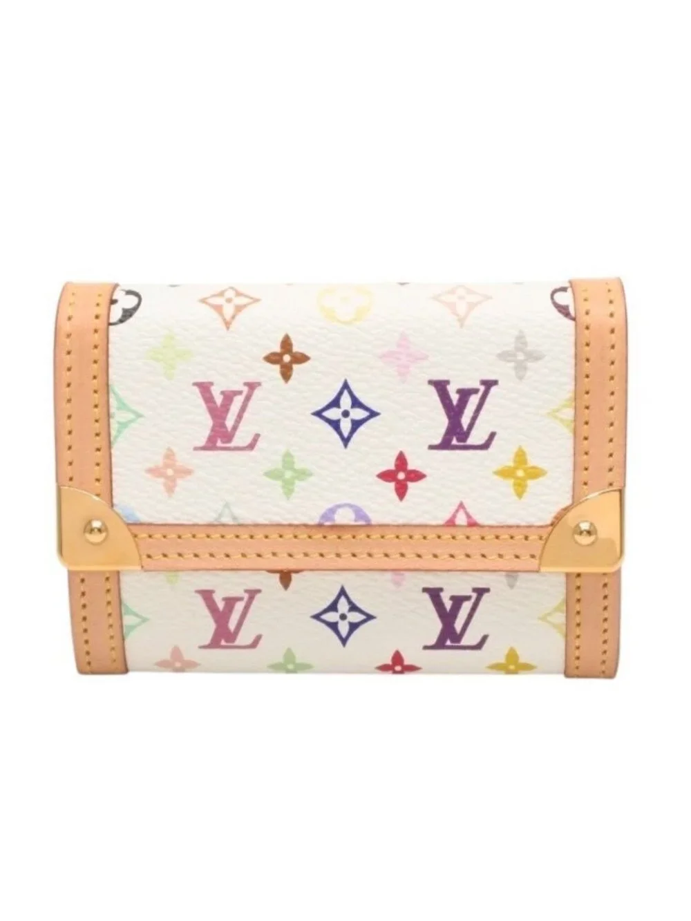 Louis Vuitton Porte Monnaie Plastic Coin Purse Monogram Multicolor White